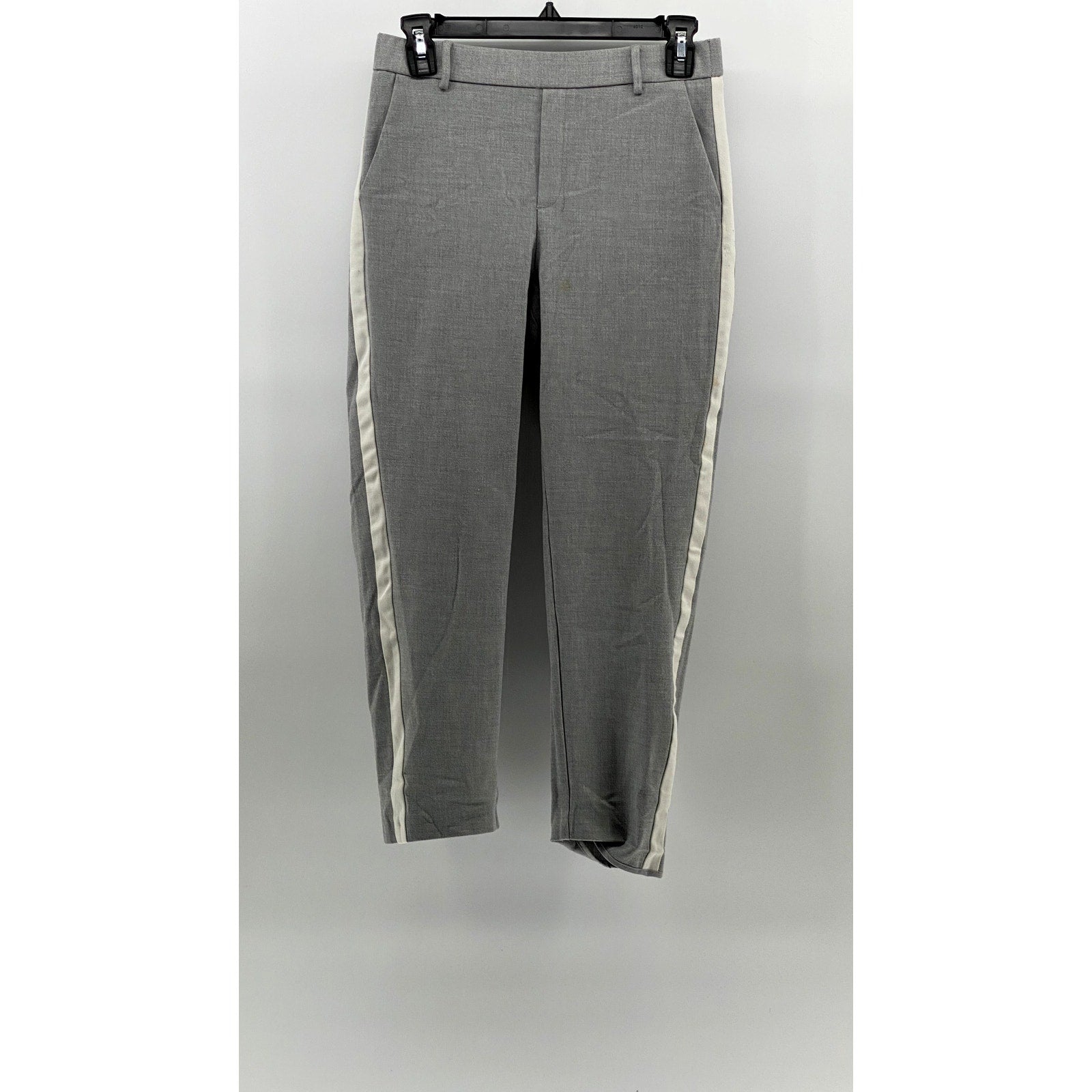 ZARA TRAFALUC Women's Gray-White Side Stripe Cropped Pull-On Pant SZ XS