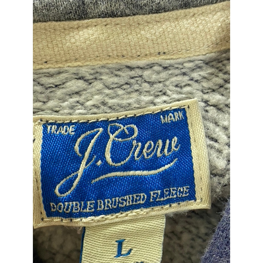 J.CREW Men's Dark Blue Marled Brushed Fleece Full-Zip Hooded Sweater SZ L