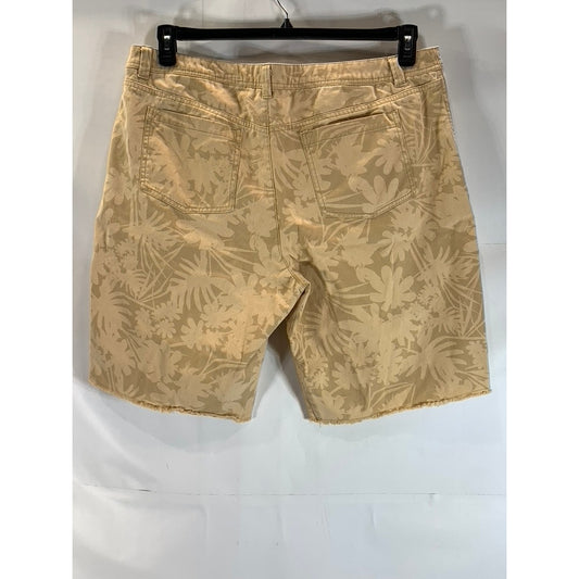 PUMA Men's Tan Tropical Print Regular-Fit Raw Hem Chino Shorts SZ 38