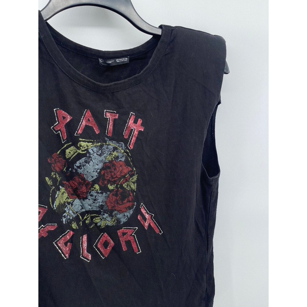 ZARA Women's Black Basic Collection Path Of Glory Rose Padded Muscle Top SZ S