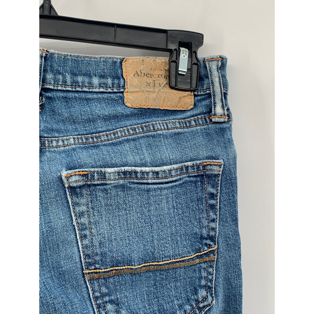 ABERCROMBIE & FITCH Men's Dark Blue Denim Distressed Slim-Leg Jeans SZ 28X30