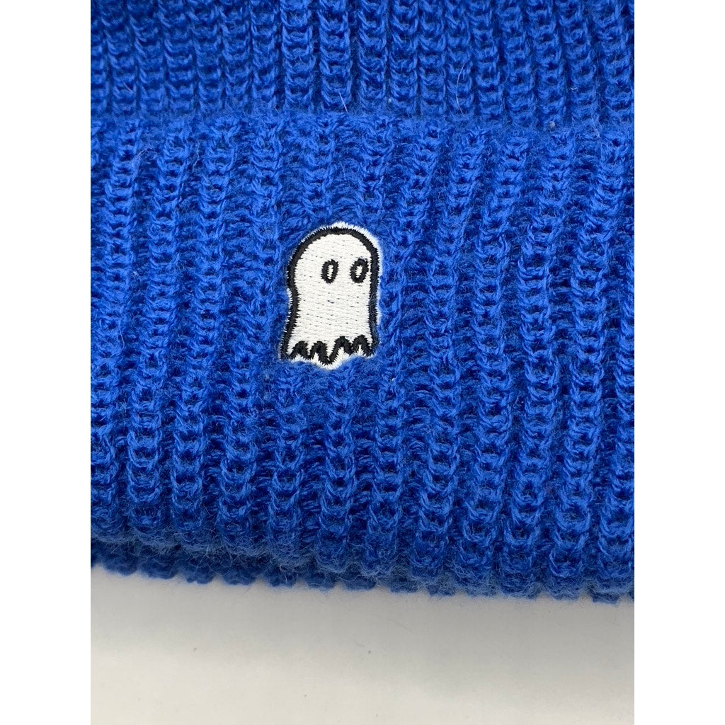 UNBRANDED Royal Blue Embroidered Ghost Knit Beanie SZ OS
