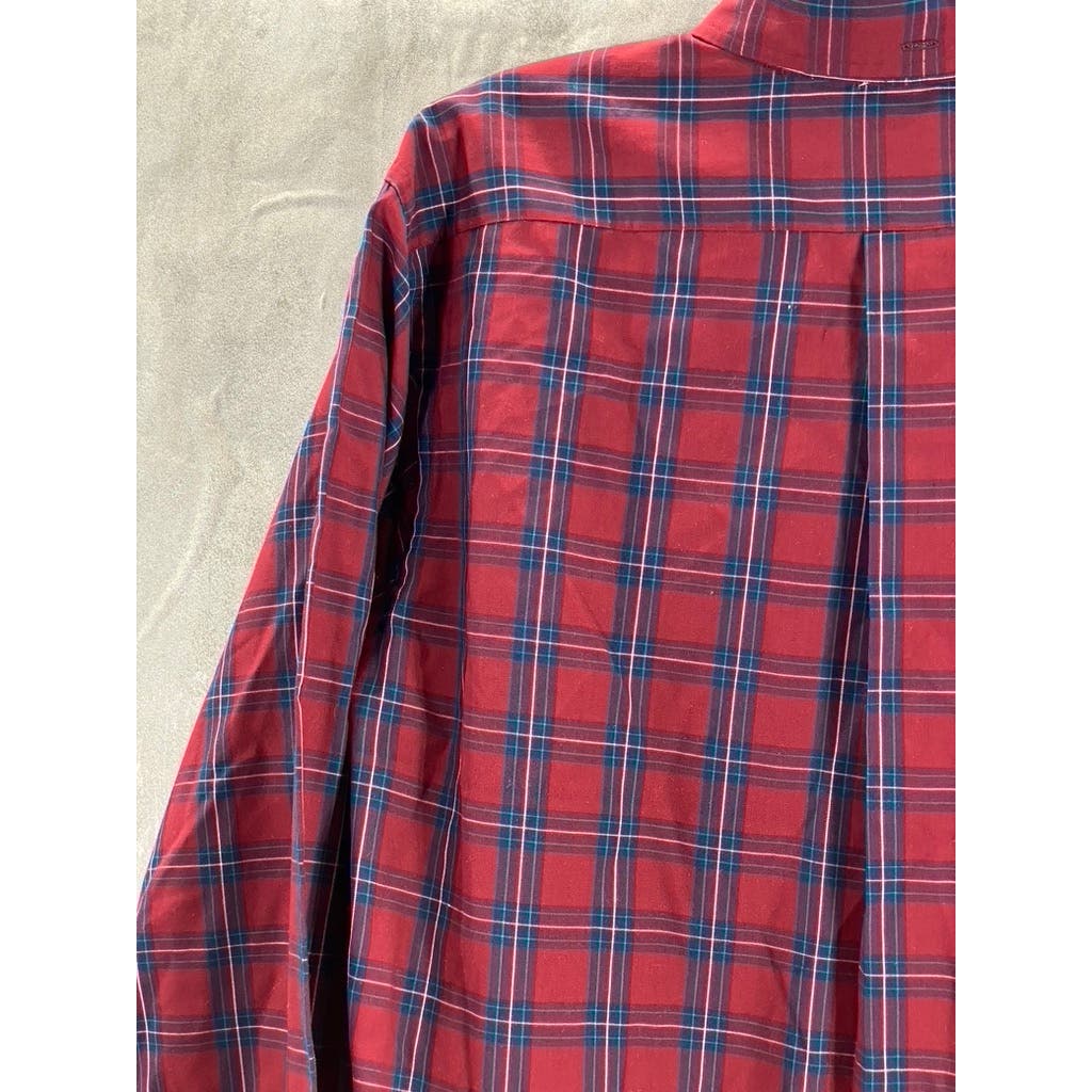 GANT Men's Red Hunt Plaid Vintage Button-Up Long Sleeve Shirt SZ L