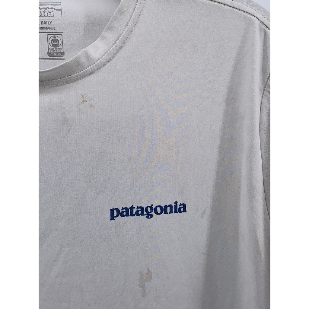 PATAGONIA Men's White Crewneck Short Sleeve Capilene Cool Daily T-Shirt SZ M