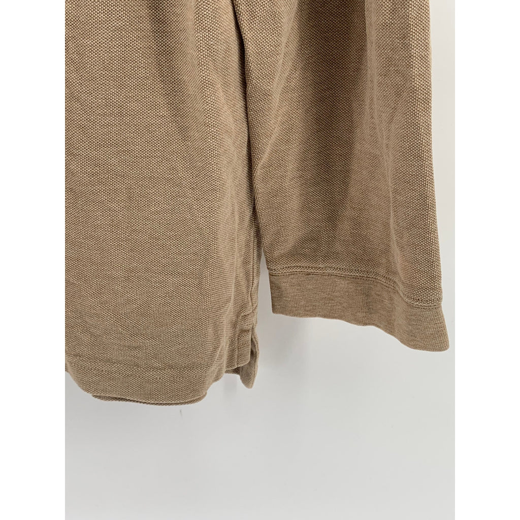 GRANT THOMAS Men’s Tan Solid Long Sleeve Casual Polo Shirt SZ L