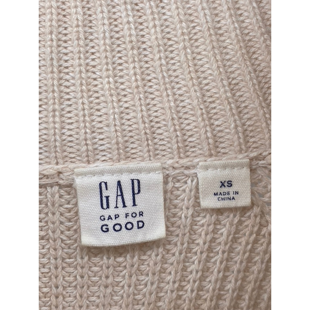 GAP Women's Beige Textured Turtleneck Knit Casual Regular-Fit Sweater SZ XS