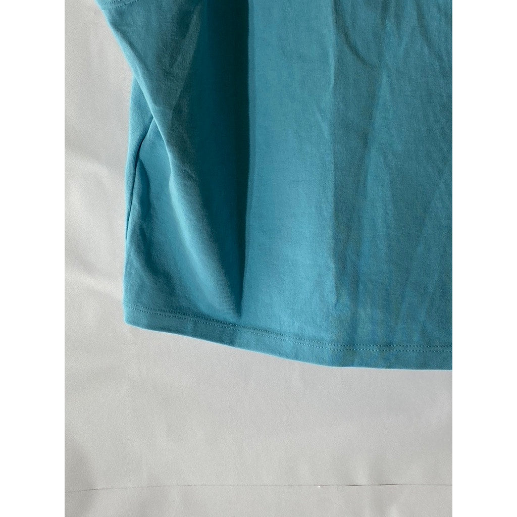 ABERCROMBIE & FITCH Women's Blue Soft Sleeveless Soft A&F Polo Crop Top SZ M