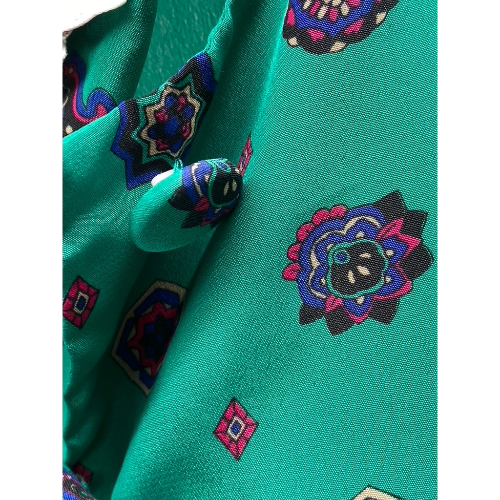 APPLESEED'S Petite Women's Green Printed Half-Button A-Line Midi Dress SZ P/S