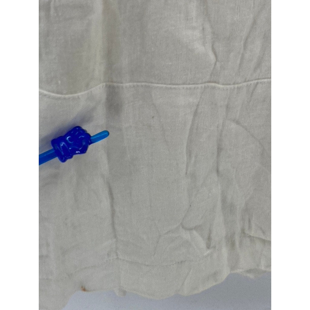 UNITED COLORS OF BENETTON Women's White Linen Split-Neck A-Line Mini Dress SZ XS