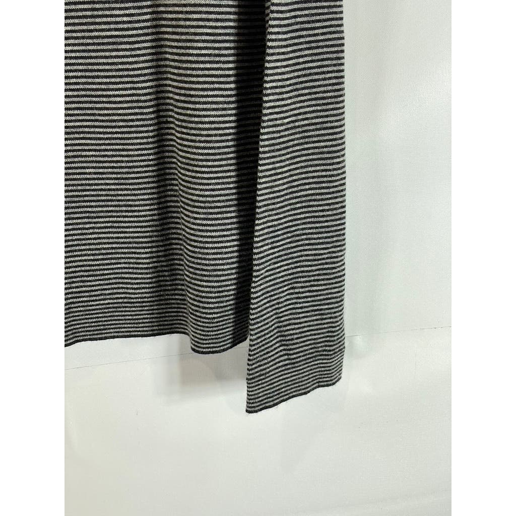 BANANA REPUBLIC Men's Black/Gray Striped Vintage Extra Fine Merino Polo SZ L