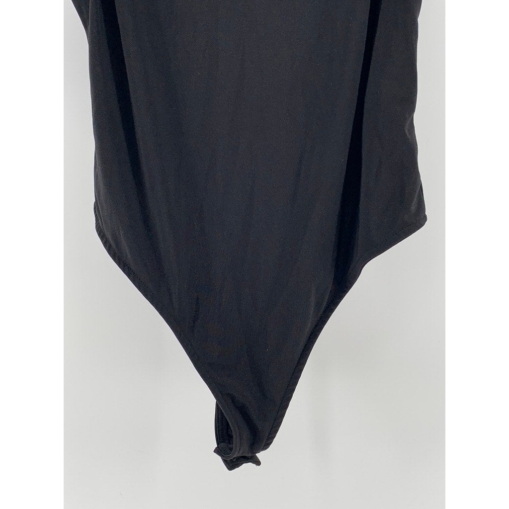 OPEN EDIT Women's Black Crewneck Cutout Back Bodysuit SZ S
