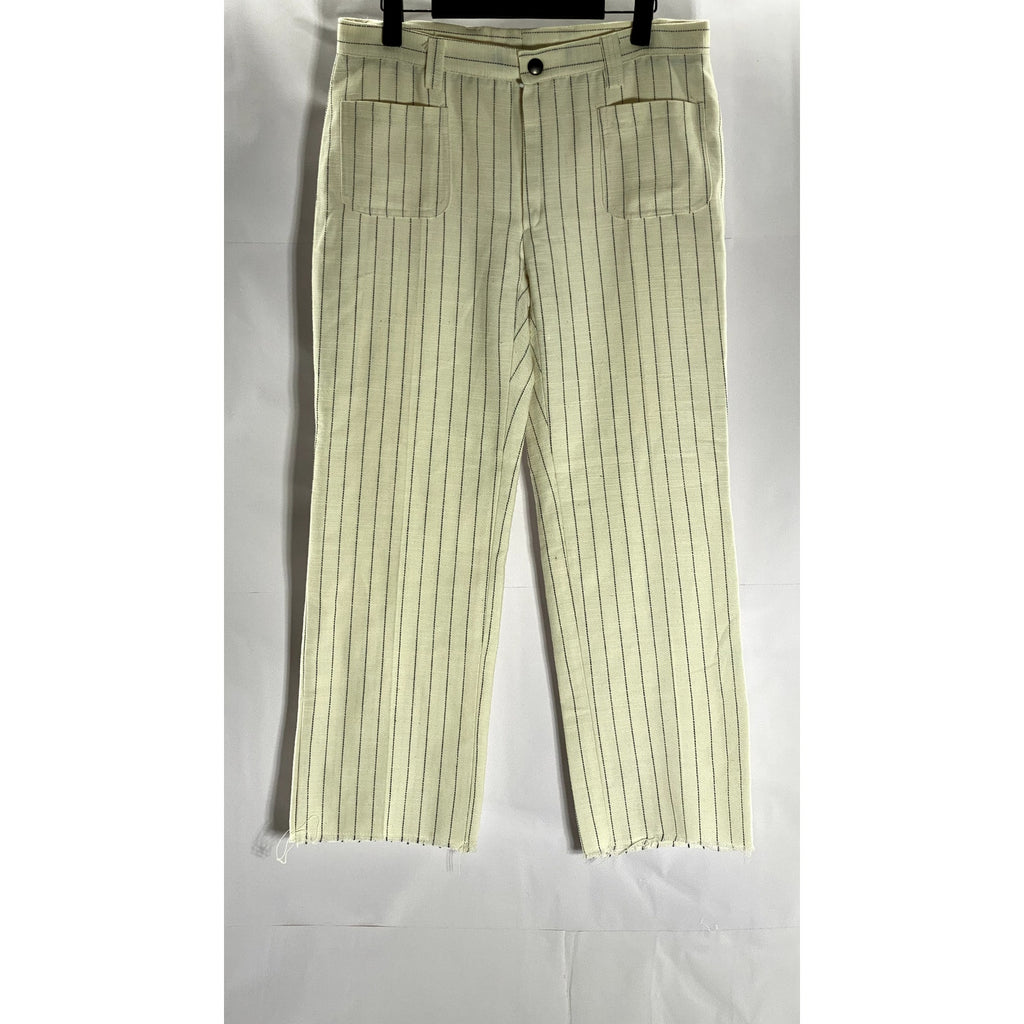 FACIS VENTANNI Women's Vintage Cream Pinstripe Straight-Leg Pant SZ M