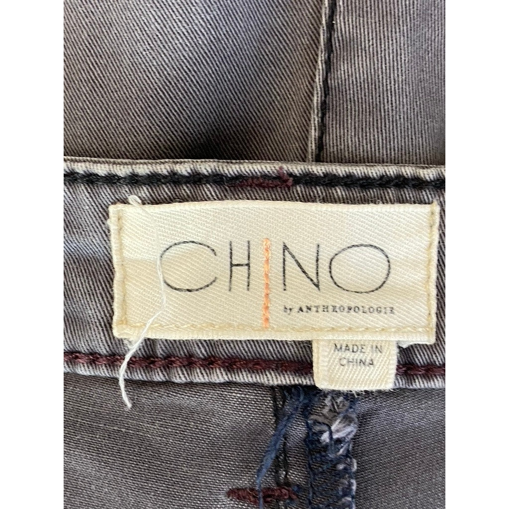 CHINO By ANTHROPOLOGIE Women's Gray Mid-Rise Slim-Fit Ankle Chino Pant SZ 31