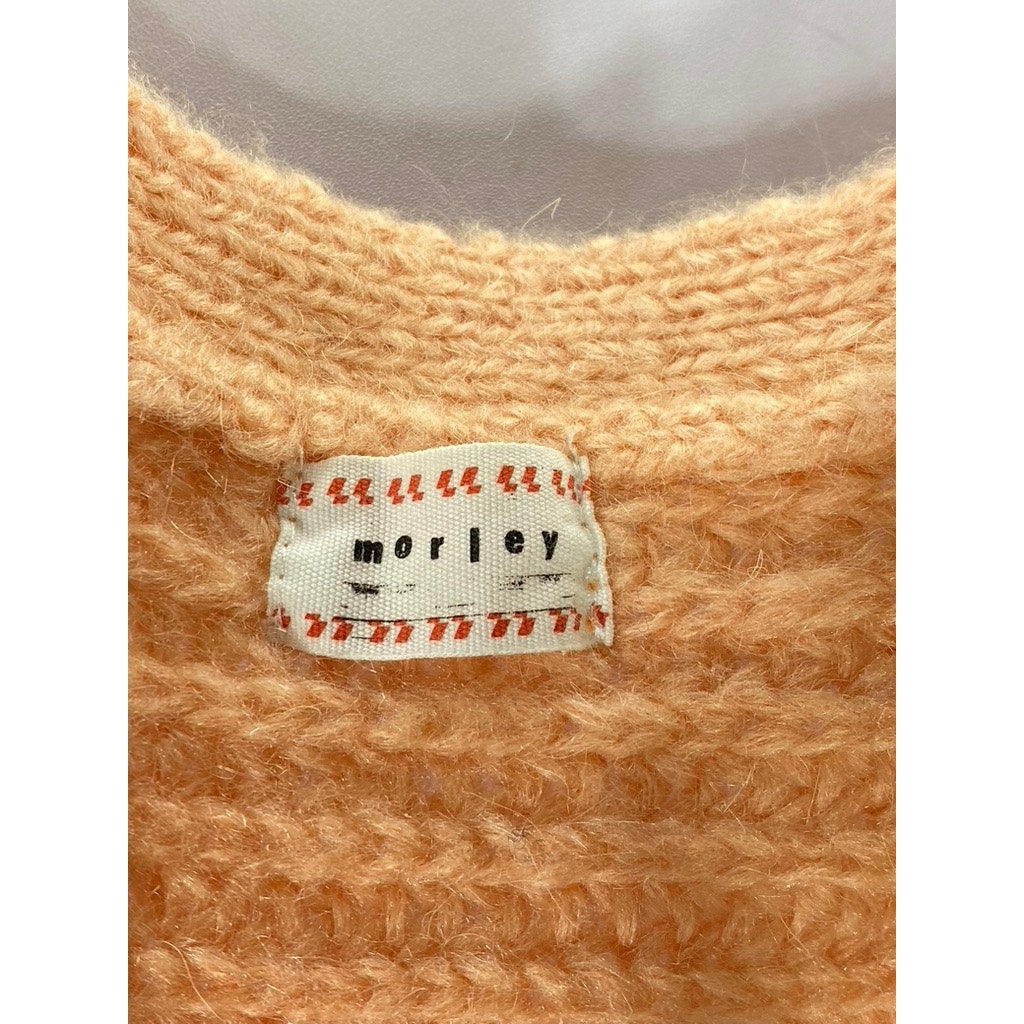 MORLEY Girls' Peach Knit V-Neck Relaxed Fit Button-Up Cardigan SZ 10