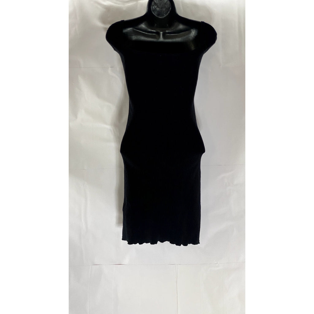 URBAN OUTFITTERS Women's Black Ribbed Tie-Front Short Sleeve Mini Dress SZ XS