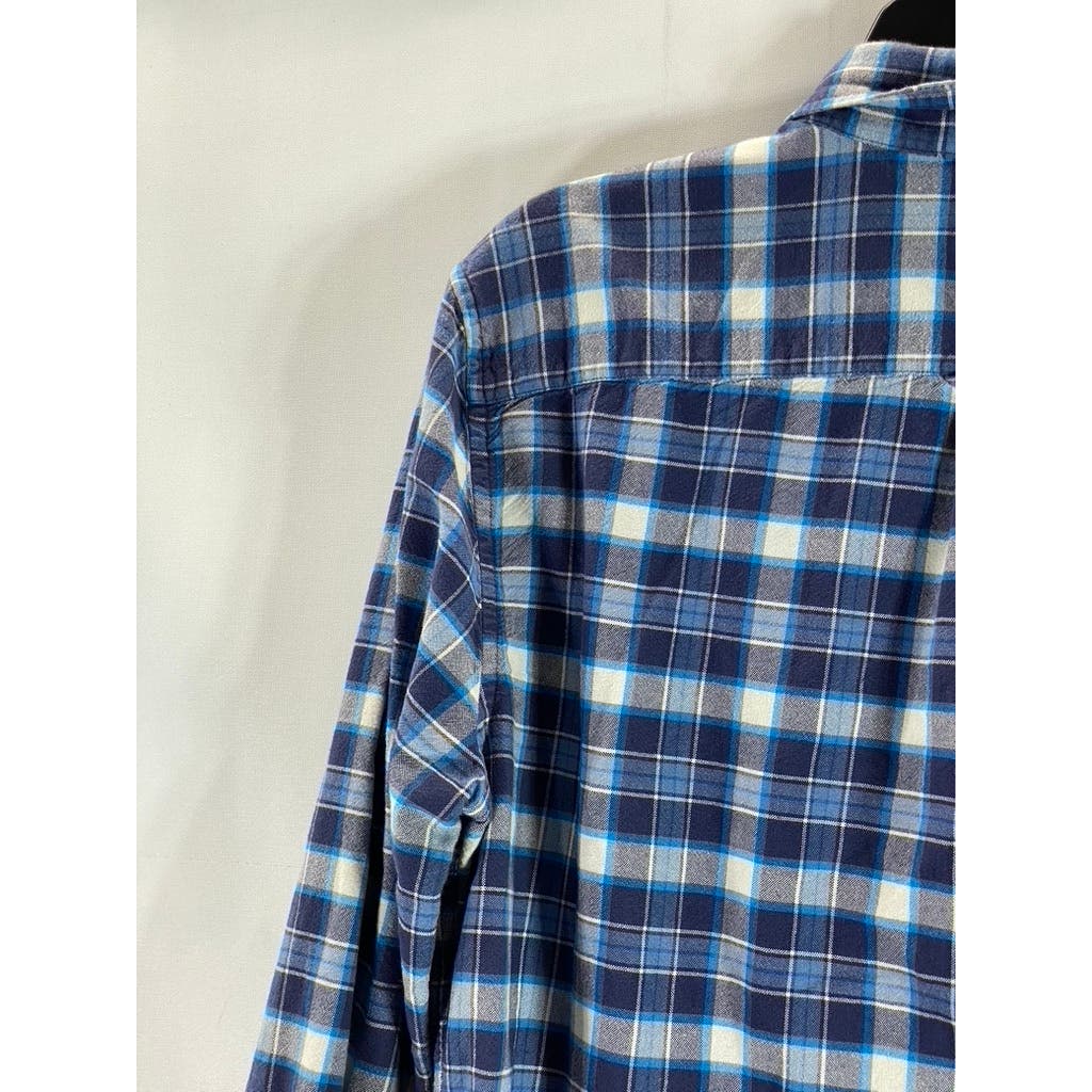 AMERICAN EAGLE OUTFITTERS Men's Blue Plaid Soft Button-Up Flannel Shirt SZ M