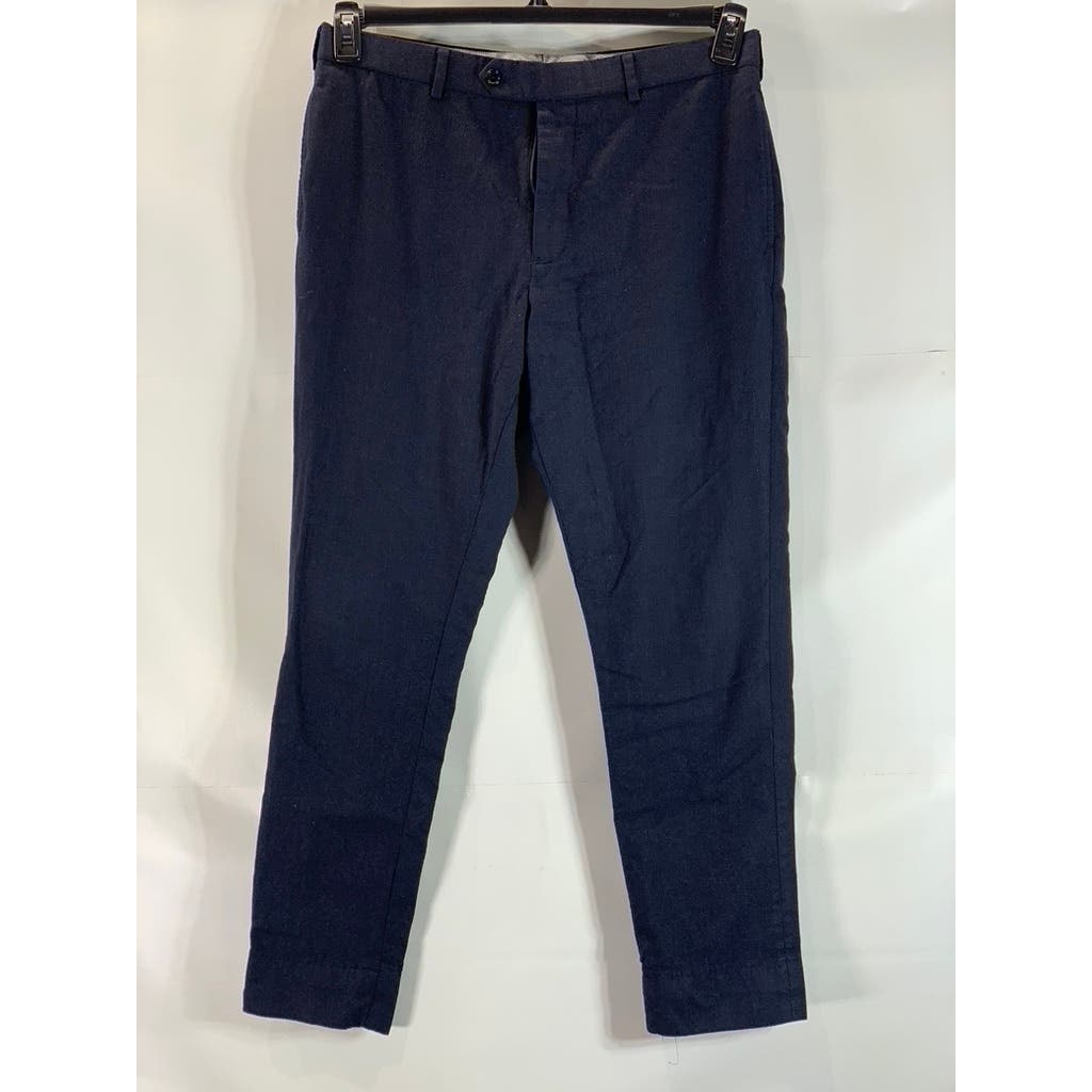 BROOKS BROTHERS 1818 Men's Navy Classic-Fit Fitzgerald Wool Flat Front Pant SZ36