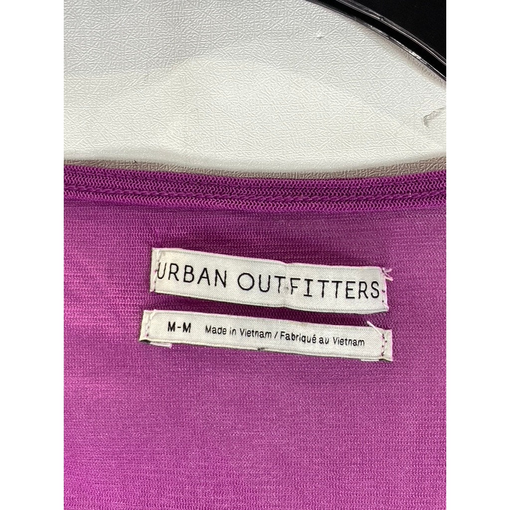 URBAN OUTFITTERS Women's Purple Shona Asymmetrical Cinched Cropped Mesh Top SZ M