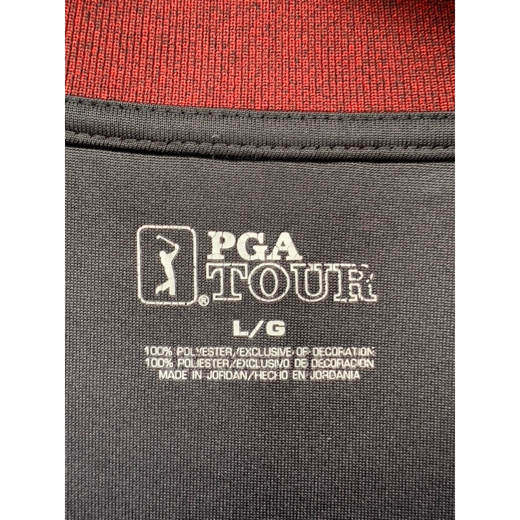 PGA TOUR Men's Maroon Heather Long Sleeve Polo Shirt SZ L