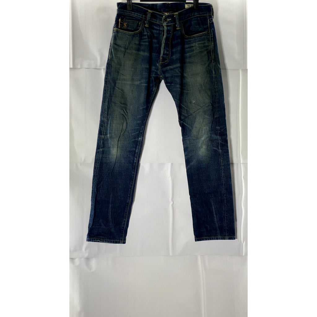 TODD SNYDER Men's Blue White Oak Cone Denim Slim-Fit Selvedge Jeans SZ 28X32