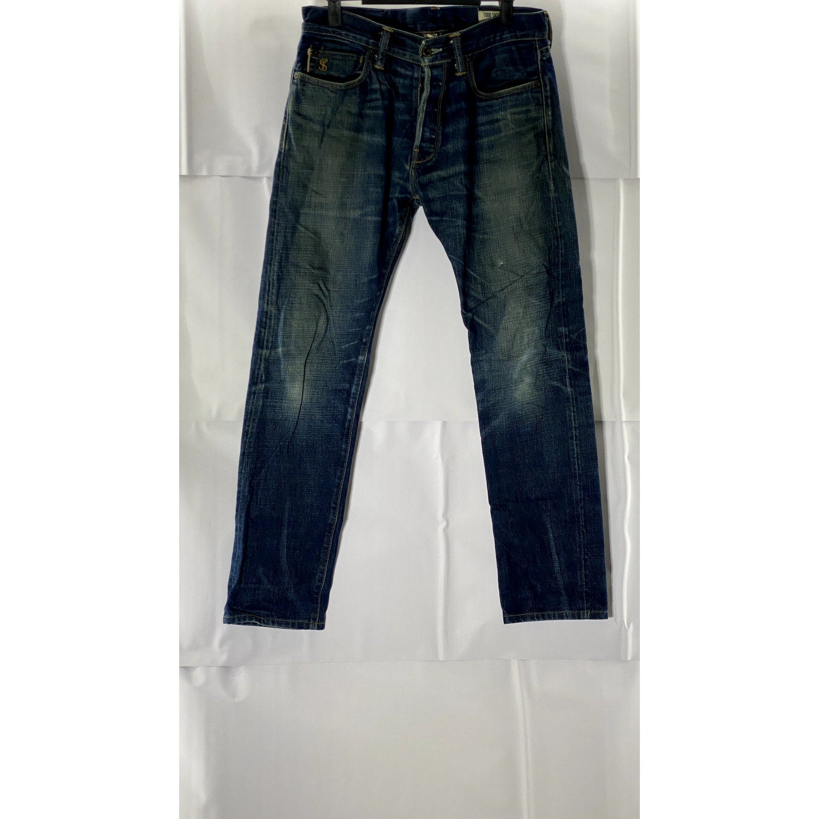 TODD SNYDER Men's Blue White Oak Cone Denim Slim-Fit Selvedge Jeans SZ 28X32