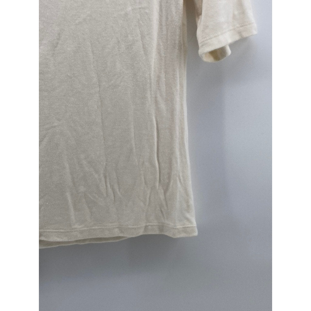 BANANA REPUBLIC Women's Cream Soft Luxe Mock-Neck Short Elbow Sleeve Top SZ S