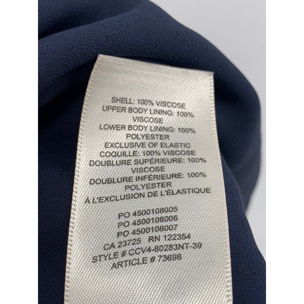 WILFRED Women's Navy Blue Floral V-Neck Tie-Sleeve A-Line Mini Dress SZ XS