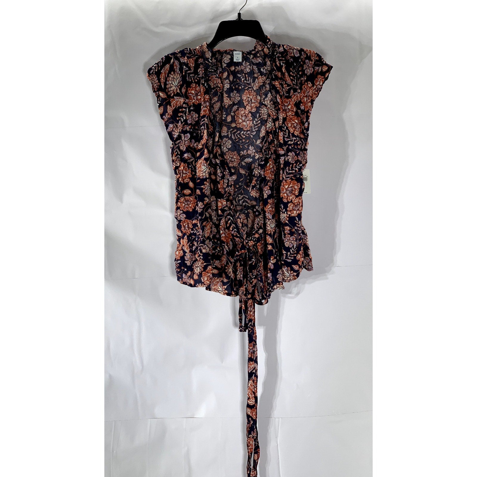 OLD NAVY Women's Navy Floral Ruffle Short Sleeve Wrap Top SZ S