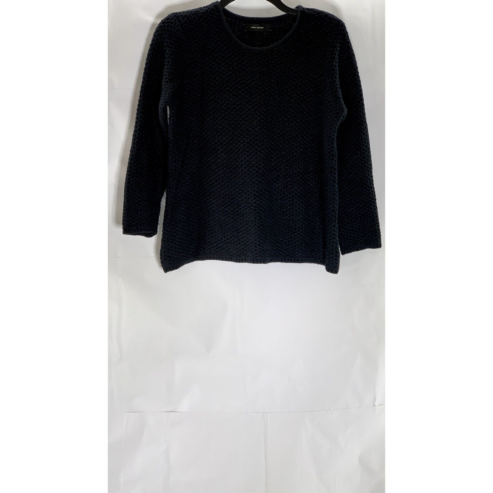 ISABEL MARANT Women's Black Crewneck Open Knit Sweater SZ 38 (US-M)