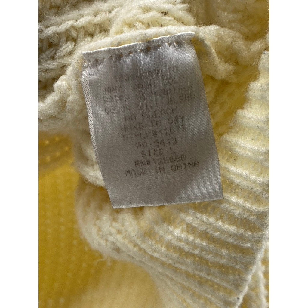 HERA COLLECTION Women's Cream Knit Crewneck Dropped Shoulder Cropped Sweater SZL