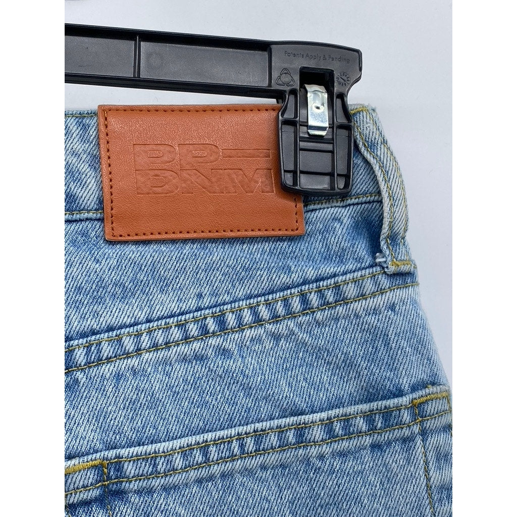 PRINCESS POLLY Women's Light Blue Wash Distressed Denim Straight-Leg Jeans SZ 0