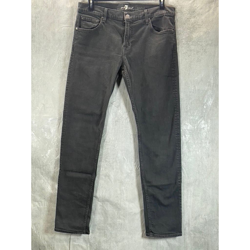7 FOR ALL MANKIND Men's Black Paxtyn Skinny-Fit Denim Jeans SZ 36
