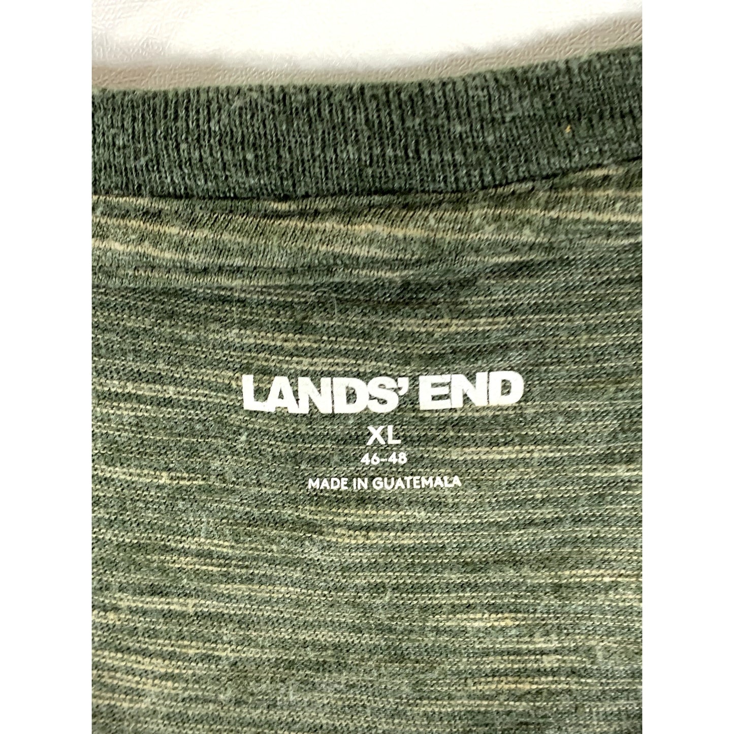 LANDS' END Men's Green Striped Crewneck Long Sleeve T-Shirt SZ XL