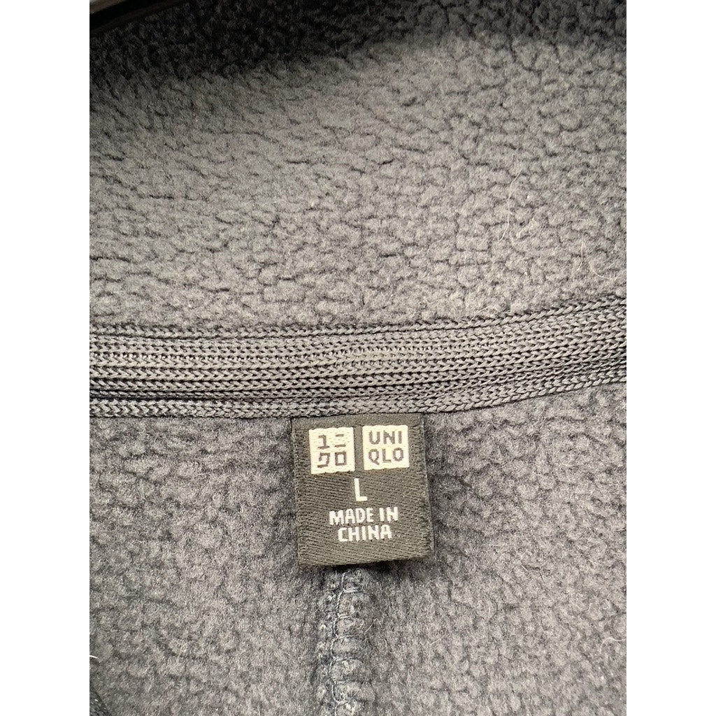 UNIQLO Men's Charcoal Gray Fleece Oversized Half-Zip Sweater SZ L