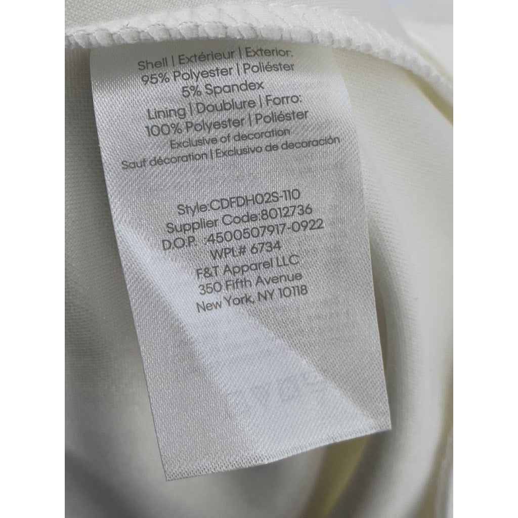 CALVIN KLEIN Girls' White Mesh Crewneck Sleeveless Fit & Flare Dress SZ 14