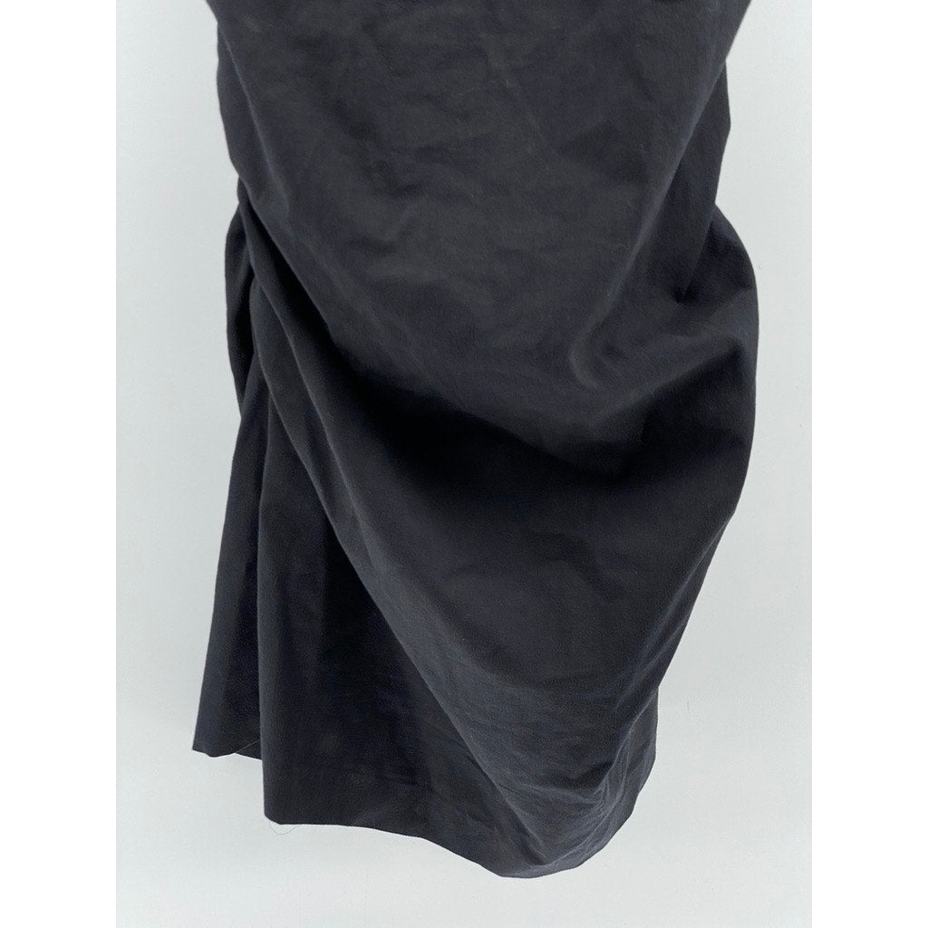ZARA Women's Black Solid Crewneck Sleeveless Side Ruched Bodycon Mini Dress SZ M