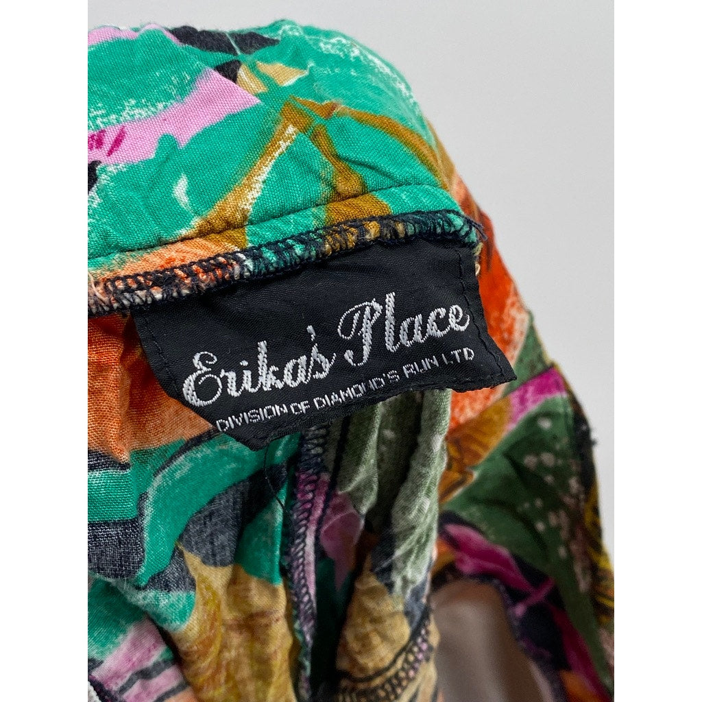 ERIKAS PLACE Women's Vintage 80's Floral Ruffle-Hem Open-Back Mini Dress SZ S