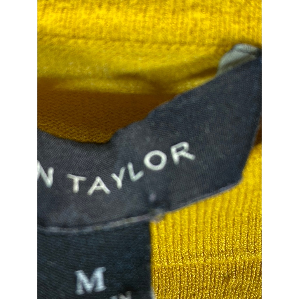 ANN TAYLOR Women's Yellow-Gold Solid Boatneck Long Sleeve Top SZ M