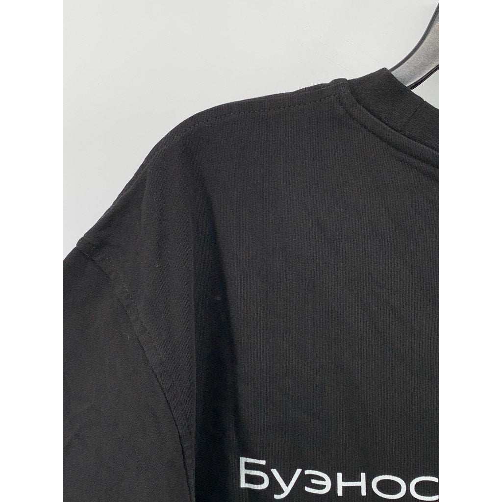 Men's Black Text Logo Crewneck Short Sleeve T-Shirt SZ L
