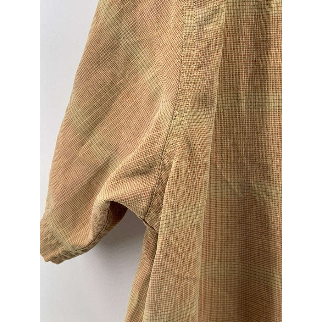 THE NORTH FACE Men's Tan Plaid Button-Up Short Sleeve Regular-Fit Shirt SZ XL