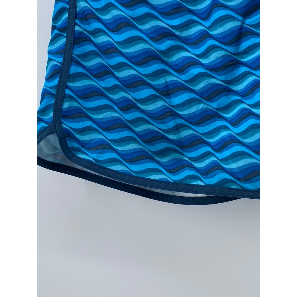 FAIR HARBOR Men's Dark Blue Wave Print Drawstring Swim Trunks SZ M