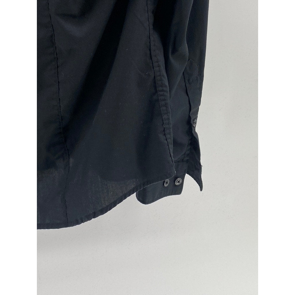 H&M Men's Black Solid Easy Iron Button-Up Long Sleeve Regular-Fit Shirt SZ L