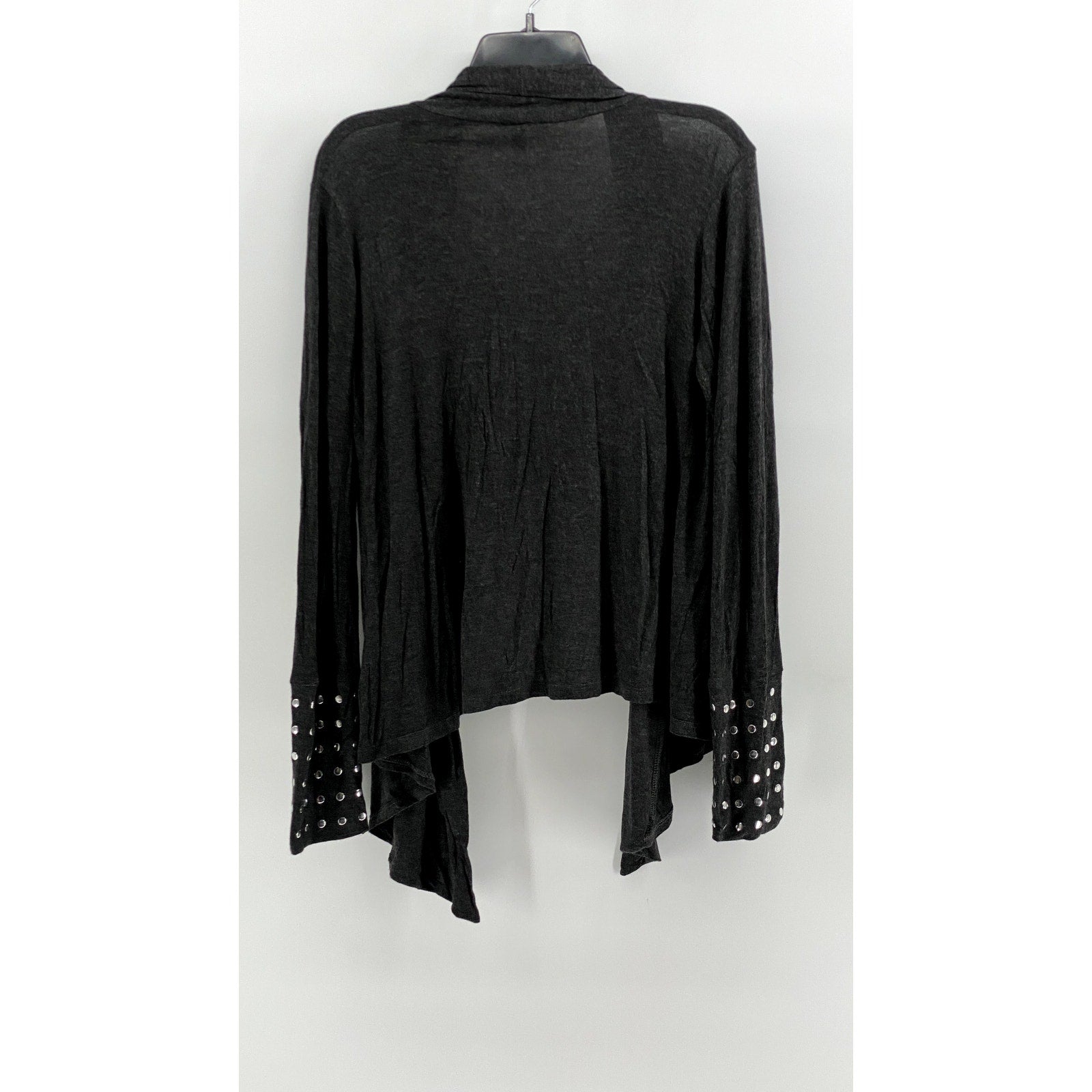 JASON MAXWELL Women's Charcoal Heather Studded Open Front Cardigan SZ L