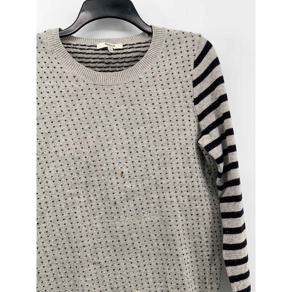 MADEWELL Women's Gray-Black Knit Crewneck Sweater SZ M