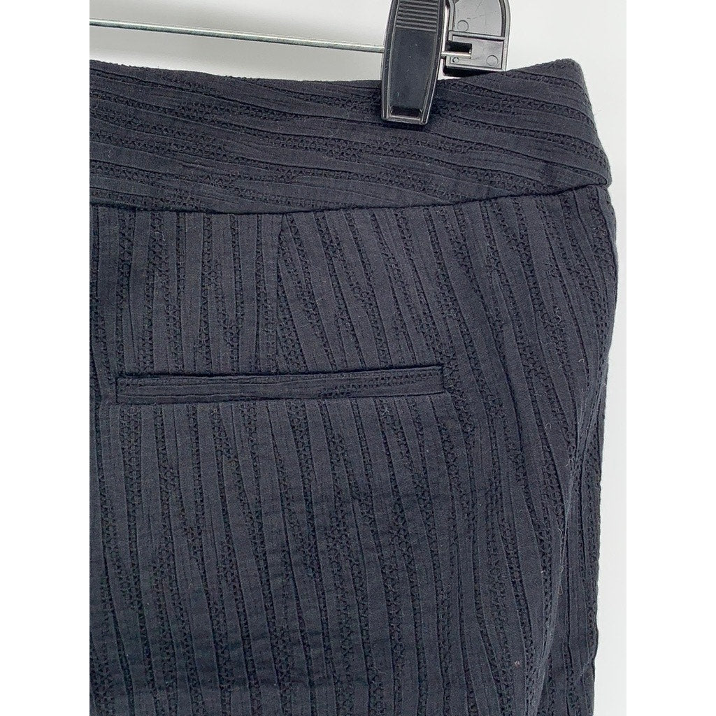 FOLIO NEW YORK Women's Black Textured Wide-Leg Pants SZ 12