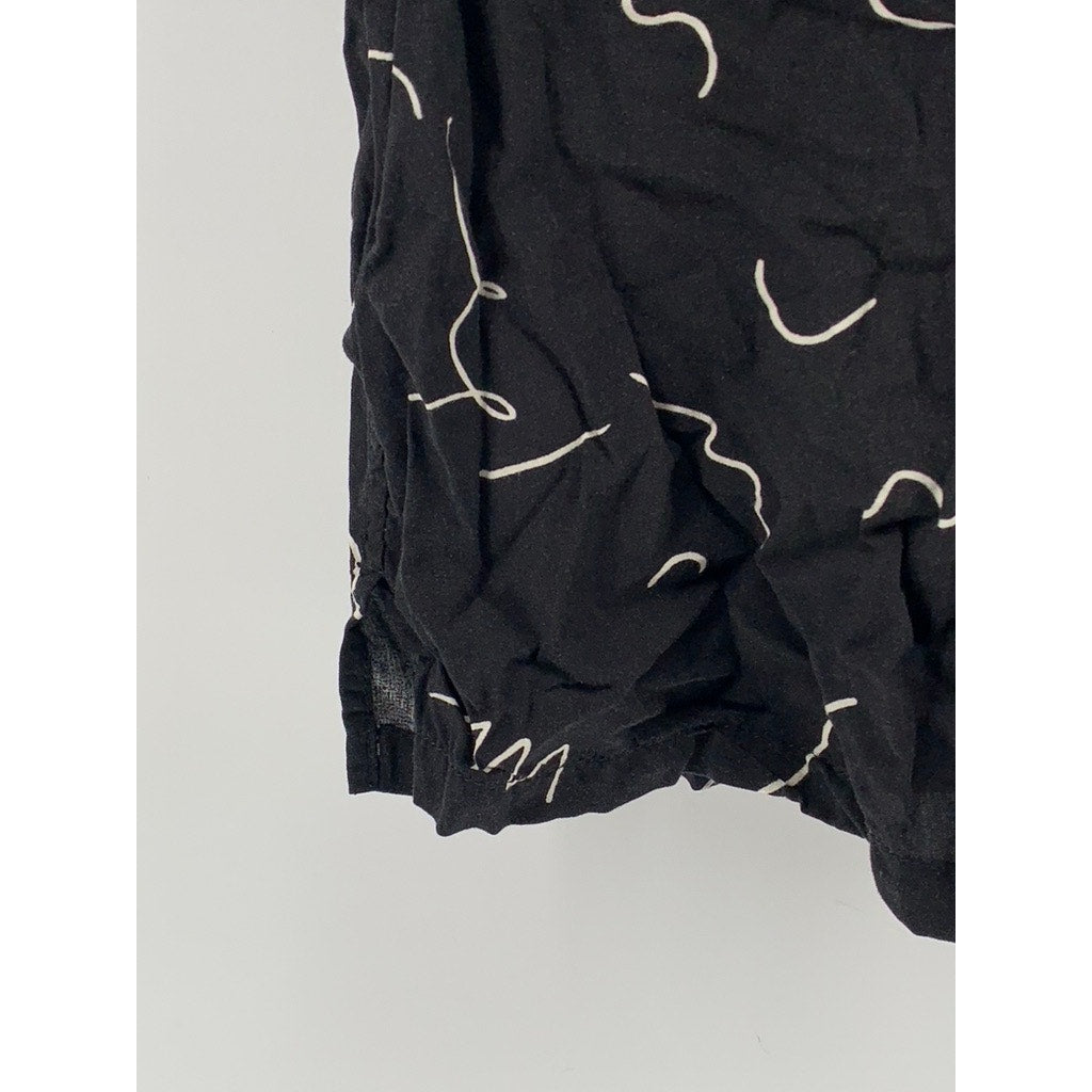 NIKO AND ... Men's Black Scribble Button-Up Short Sleeve Regular-Fit SZ 3(USM)