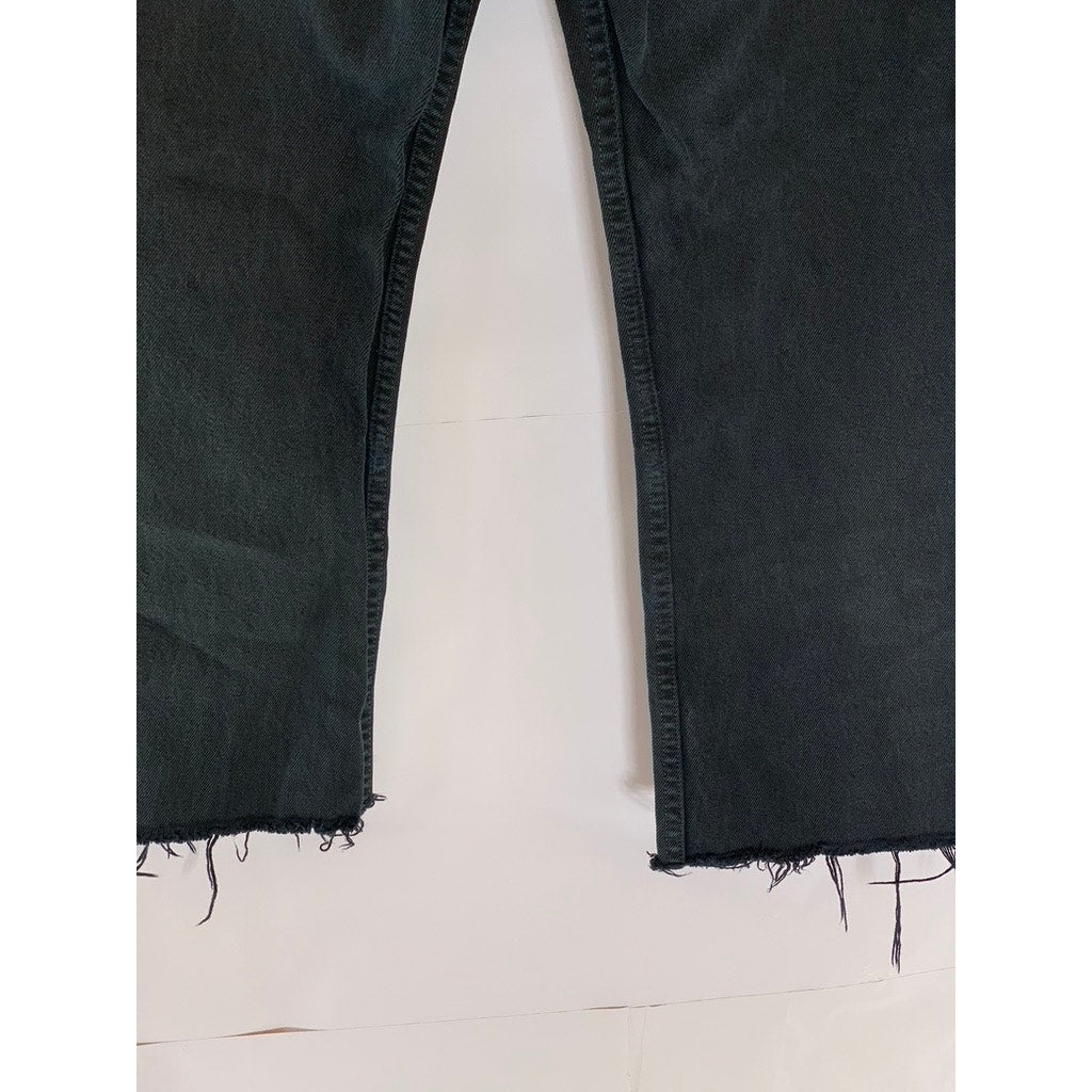 LEVI'S Women's Vintage Black Solid 501 Frayed Hem Straight-Leg Jean SZ 30X32