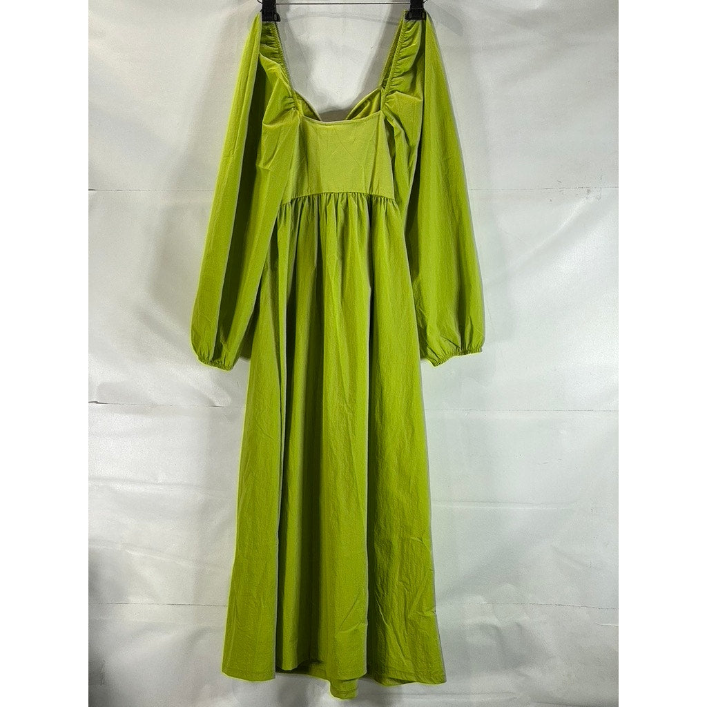 GESTUZ Women's Dark Citron MistGZ Midi Long Sleeve Off The Shoulder Dress SZ S