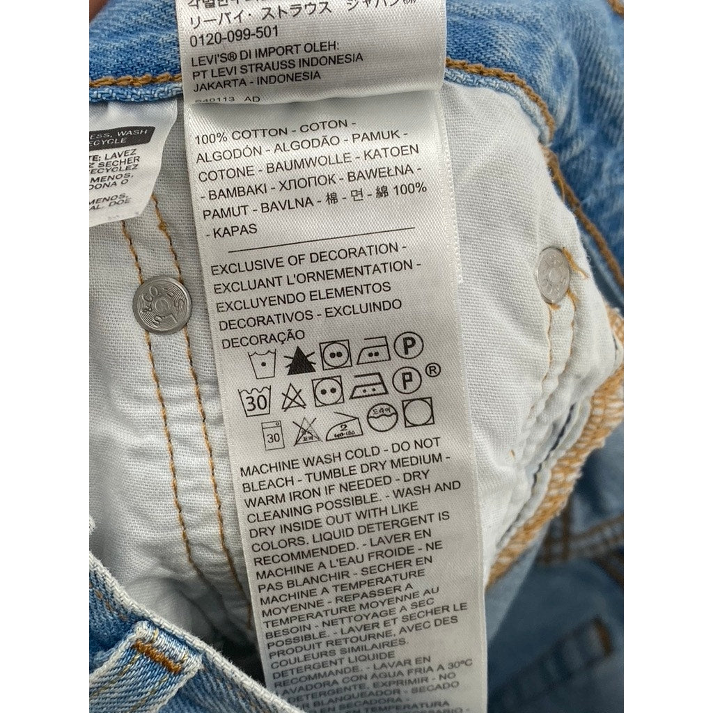 LEVI'S Women's Light Wash Blue Distressed 501 Denim Cutoff Shorts SZ 26