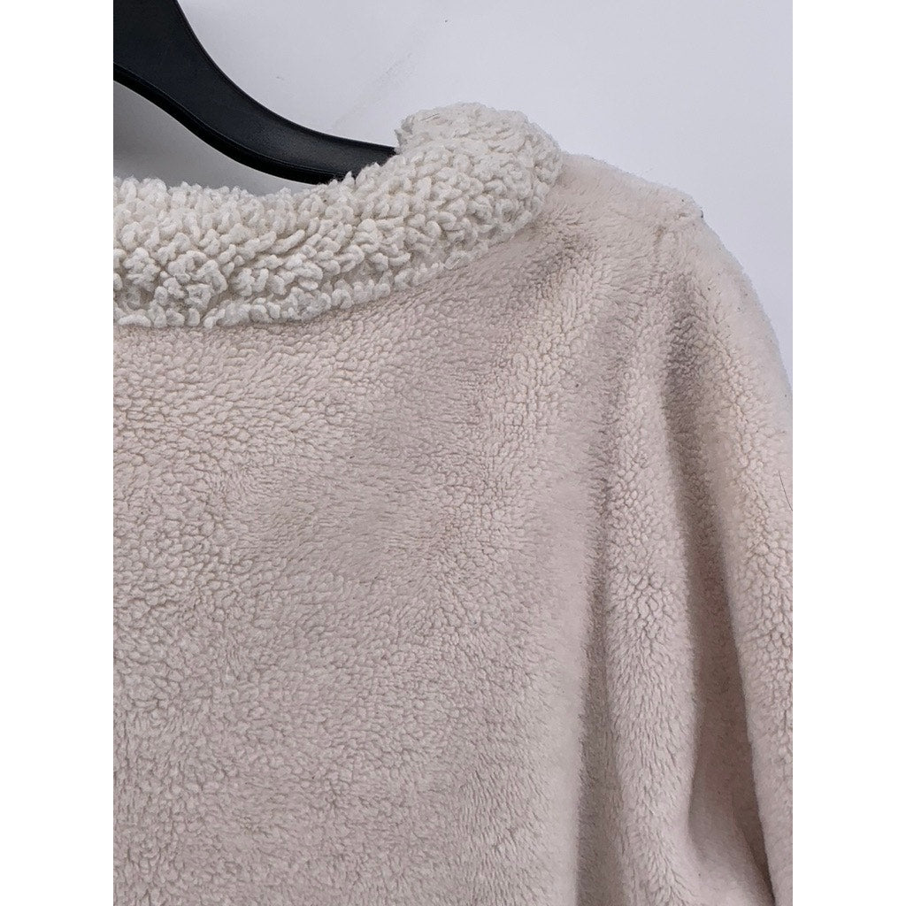 LOVE HIP Women's Light Pink Fleece Sherpa Lined Crewneck Sweater SZ M-L